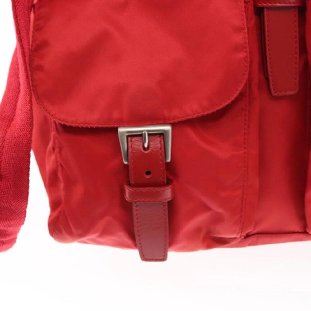 Prada Double Front Pocket Backpack Tessuto Red Nylon Backpack Bag - Picture 12 of 16